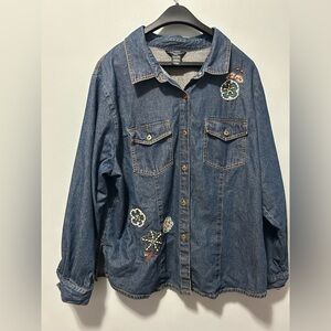 Vintage T & Company Denim Button down embroidered Long Sleeve Shirt
